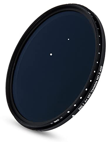 JJC ND Filter Neutraldichte 82mm ND2-ND400 Verstellbarer Graufilter, Optisches Glas, Abgestuft, Neutraldichtefilter für Canon/Nikon/Sony Objektive mit Wasserdichter Filtertragetasche (82mm)