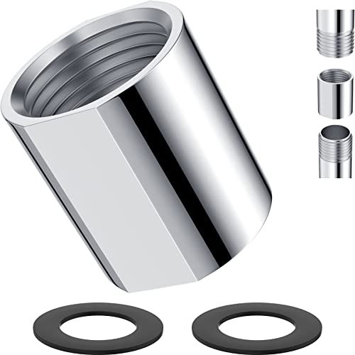 iFealClear Messing Rohrverschraubung 1/2 Zoll G Innengewinde, Duschkupplung, G1/2 IPS Gewindekonverter Adapter für Badezimmerrohre, Schlauchverlängerung, Heimsanitär, Extra Unterlegscheibe, Chrom
