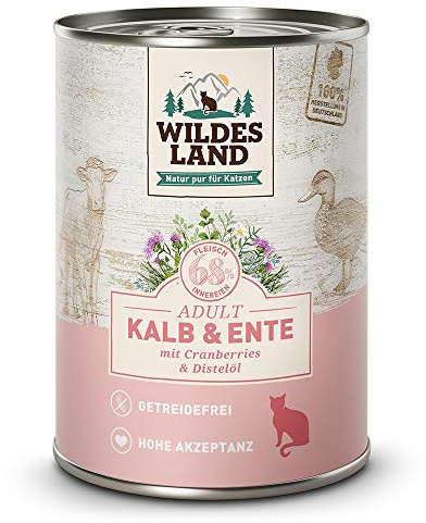 Wildes Land Nassfutter für Katzen, Rind- und Entengeschmack, 6 x 400 g