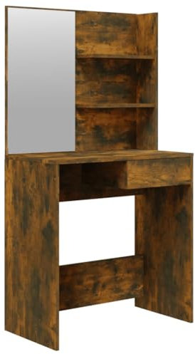 vidaXL Schminktisch mit Spiegel, Kosmetiktisch mit viel Stauraum, Frisiertisch für Schlafzimmer, Tisch Kosmetikspiegel Schminkspiegel, Räuchereiche