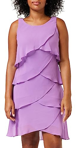 Gina Bacconi Womens Jewel-Shoulder Tiered Cocktail Dress, Amethyst, 14 UK
