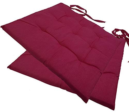 NYVI Stuhlkissen 40x40 cm ComfySeat Beere 2er Set - Sitzkissen mit Bändern/Schleife, 9-fache Steppung - Indoor & Outdoor - Gartenstuhlkissen aus Baumwoll-Mischgewebe - ÖkoTex 100
