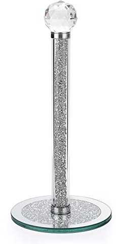 TOLIDA Papierhandtuchhalter Handtuchhalter Küche Silber Glas Rollenhalter Küche mit Diamanten gemahlen Serviettenhalter für Papierrolle für Zuhause Bar