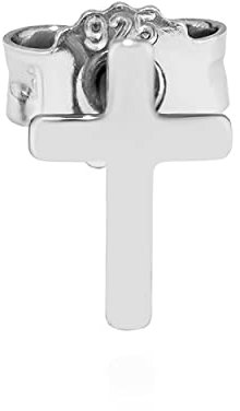 NKlaus Einzel Kreuz Ohrstecker 925 Silber hochglanz 7x5mm Kruzfix Herren Ohrring klein 13410