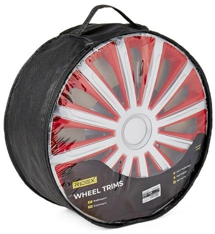 RIDEX 15 Zoll Radkappe Silber Rot 100009A0023 Radzierblenden Radblende