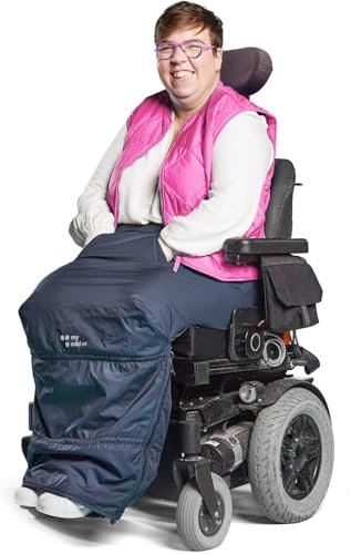 MyBlanket Sommer, wind- und wasserdichte Rollstuhl Decke, leicht und kompakt, Beinschutzdecke auch für E Mobil und Scooter, Regenschutz, ohne aufzustehen, Nachtblau (L-XL)