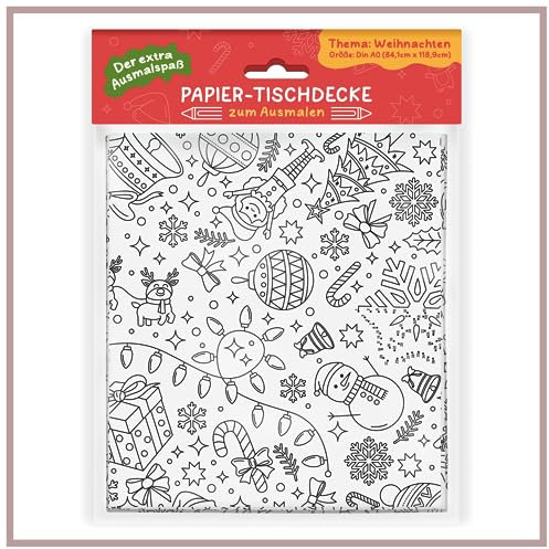 Ausmaltischdecke für Kinder – Tischdecke Weihnachten mit Weihnachtsmann & Co – Ausmaldecke als Christmas Tischdeko – Bemalbare Weihnachtstischdecke als tolle Kinderbeschäftigung – A0