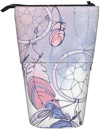 AABSTBFM Gelbe Blätter, Huhn, erweiterbares vertikales Federmäppchen – Mehrzweck-Stifttasche und Make-up-Tasche für Schule, Büro und Reisen, Indianer Traumfänger, Einheitsgröße, Schulranzen