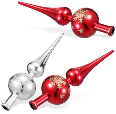 LALAFINA 3stücke Teiliges Weihnachtsbaumspitzen Rote Und Silberne Tannenbaumfinials Für Festliche Dekoration Leicht Und Vielseitig Für Weihnachten Und Besondere Anlässe