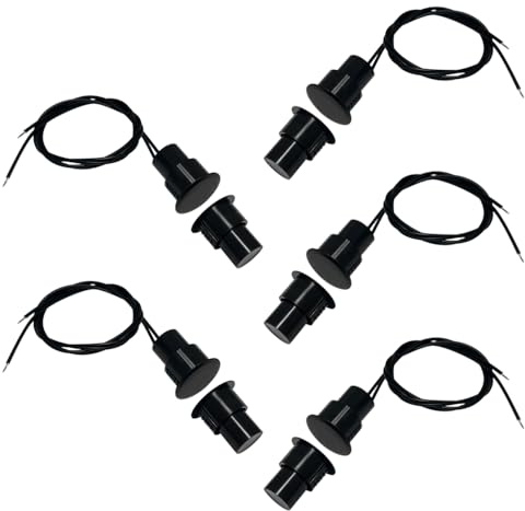 5 set di contatti magnetici per porte da 3/4, sensore interruttore di allarme, montaggio a incasso, tipo NC (nero)