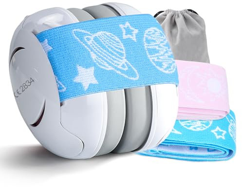 SuplutuX Auriculares para Bebés | Diadema con 2 unidades (azul/rosa) Cómodas Cascos Antiruido Niños que Evitan Daños Auditivos y Mejoran El Sueño | Fácil de Ajustar para Niños Pequeños de 0-36 Meses