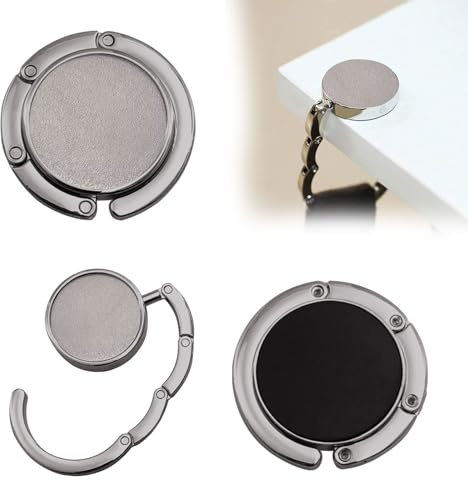 QEEROYO 2Pcs Folding Handbag Hooks for Tables - Portable Purse Hangers and Bag Holders - Black