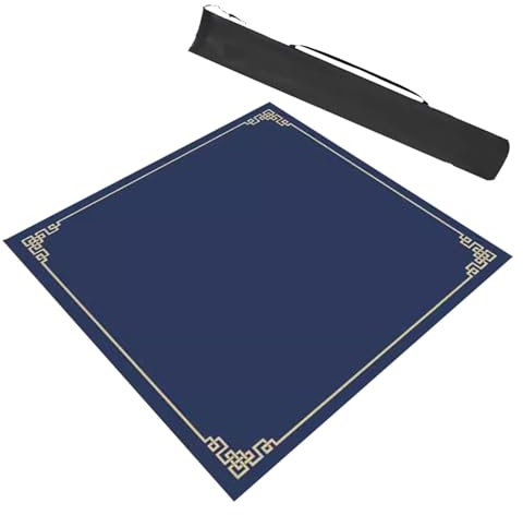 Modern Square Mahjong Table Mat With Storage Bag, Anti Slip And Noise Reduction Game Table Cover For Mahjong Poker Cards (Color : Blue, Size : 31.5x31.5inch/80x80cm)