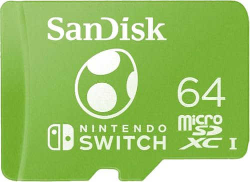 SanDisk micro SD card licensed for Nintendo Switch consoles, 64GB Yoshi edition (up to 100 MB/s, Nintendo gaming storage, Made for Nintendo-Switch 1, OLED, and Lite, 4k UHD, V30, U3) Twin Pack
