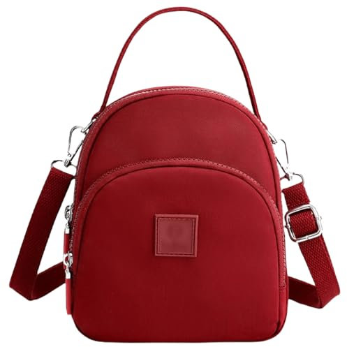 FAVORTALK Nylin Leichte Umhängetasche Damen Schultertasche - Weinrot Klein Messenger Tashen Einfarbige Handtasche mit verstellbarer Schultergurt - B02403