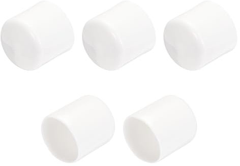 QUARKZMAN 5 Stück Gummi Endkappen 32 mm Kunststoffkappe Gummikappen Schutzkappen Abdeckung Fußkappen für Stuhlbeine Tischbeine Schrauben Bolzen Gewinde Metallstäbe Rohr Zaunpfosten Weiß
