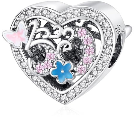 Famuan Jewelry Number 50 Charm 925 Sterling Silber Anhänger für Frauen Armbänder Muttertag Valentinstag Geburtstag Weihnachten Geschenke für Mädchen Familie Freunde