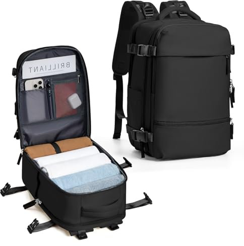 SZLX for Ryanair Cabin Bags 40x20x25 Underseat Carry-ons Bag,Easyjet Cabin Bag Travel Backpack Cabin Size Hand Luggage with Water Bottle Holder Travel Ruscksack Fit 14 Inch Laptop Black