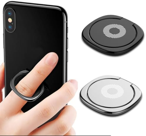 2 Pièces Anneau Telephone Portable en Métal, Bague Telephone Portable Ultra-Mince, Rotation à 360 degrés, pour Tous Smartphones