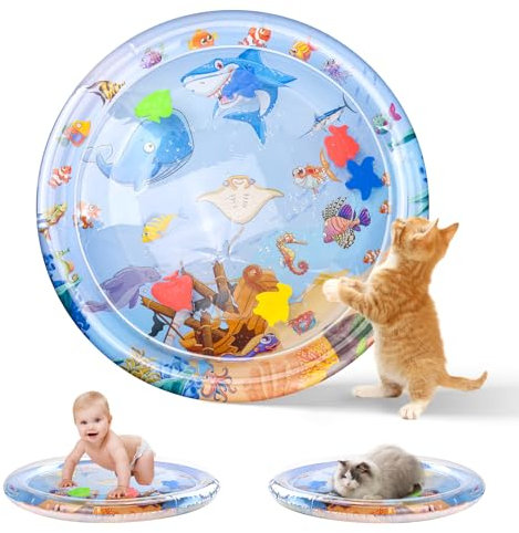 YAOZUP Alfombra de Agua para Gatos, Cama de Agua para Gatos, Estera de Agua Sensorial Inflable, Tapete de Agua Sensorial Gatos, Tapete de Juego Sensorial para Gatos Perros Niños