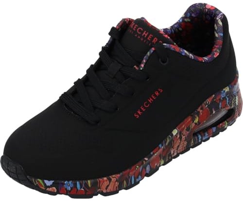 Skechers Damen UNO-Majestic Garden Sneaker, Schwarz/Multi, 39.5 EU