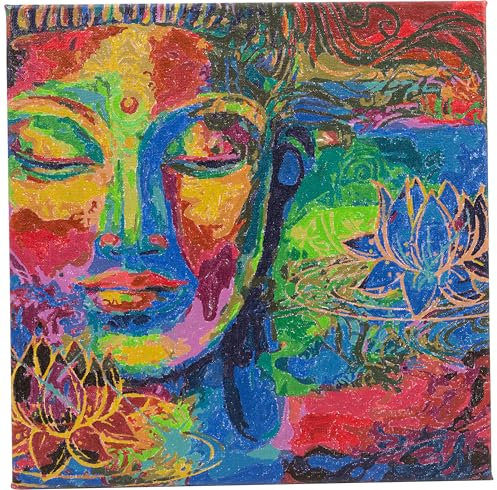 Craft Buddy Malen nach Zahlen auf Keilrahmen, 30 x 30 cm, DIY Kunst-Set für Erwachsene und Kinder, inklusive Farben und Pinsel, Leinwandbild zum Selbermalen Lord Buddha