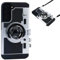 QoKcoahn Custodia per Samsung Galaxy S22, custodia per fotocamera vintage in stile cartone animato 3D Kawaii, con cordino lungo, in silicone, antiurto, nera