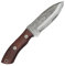 John Moses 25 cm Handgefertigtes Damaskus-Jagdmesser mit Lederscheide - Ideal zum Häuten, Camping, Outdoor - EDC Fixed Blade Messer mit Walnussholzgriff