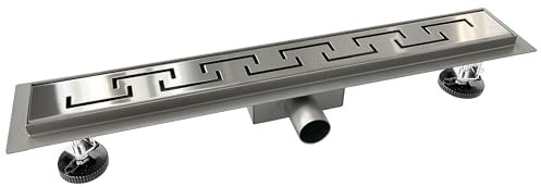 Aica Caniveau de Douche Italienne en Acier Inoxydable, Bonde Douche Rectangulaire 80 cm, Siphon Douche Argent Super Plat, Caniveau Douche Italienne avec Boîte Anti - odeurs avec écran Filtrant