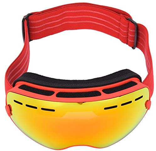 UPALDHOU Skibrille, Doppelschichtige Anti-Beschlag-Überbrille, Schneebrille für ((Kindermodell) roter Rahmen + vollständige Vakuumbeschichtung)