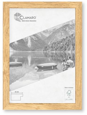 Clamaro 'COLLAGE' cadre photo 15x21 fabriqué à la main sur mesure | Chêne naturel | Cadre moderne en MDF, avec verre acrylique, fond et suspension