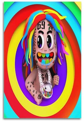 6ix9ine Poster mit Albumcover, signiert, limitiertes Poster, Musikcover-Poster, Pop-Hip-Hop-Rap-Sänger-Star, Musikposter, ästhetische Leinwand, Wandkunst für Mädchen und Jungen, Teenager,