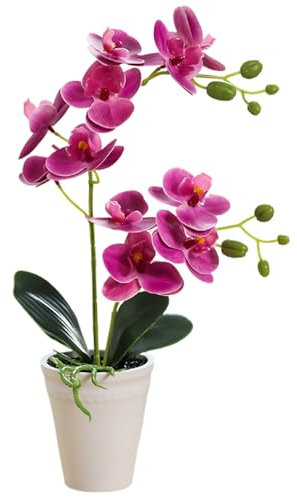 Falsche Orchidee im Topf Realistisch 16 Zoll Faux Orchide Dekorative künstliche Orchidee Lebendige Lebendige falsche Orchideenpflanze für Hochzeit für Heimbüro, lila