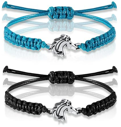 Cosmeria Pferdearmband Für Damen Und Herren, Verstellbar, 2er-Set Mit Pferdekopf Anhänger, Für Pferdeliebhaber, Langlebig Und Stilvoll, Perfekte Geschenkidee