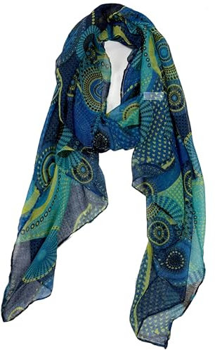 Van Der Rich ® - Tücher Schal Dessin Blumen Größe: 180cm*80cm - Damen (20-Royalblau, TU)
