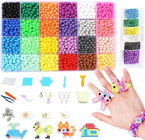 korsaot Wasserperlen Nachfüllset – 3600 Bunte Perlen in 30 Farben, DIY Bastelperlen Set für Kinder, Kreatives Spielzeug für Jungen & Mädchen, Wasseraktiviertes Kunsthandwerk