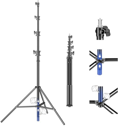 Soonpho 440cm AIR Pro Lampenstativ Luftgedämpftes Lichtstativ Metal Aluminium 4.4m max Höhe 15kg Traglast,stabil & komfortabel Leuchtenstativ für Film Fotografie Studio Outdoor Photography