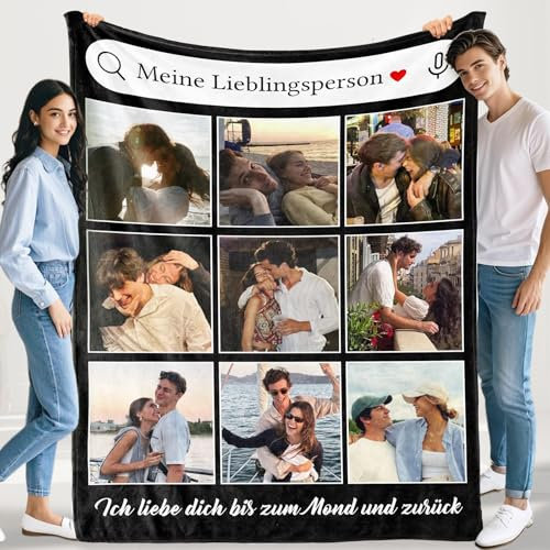 iDIY Geschenke für Frauen,Paar Geschenke - Personalisierte Kuscheldecke mit Foto, Personalisierte Geschenke für Brautpaar, Männer,Familie, Paare, Muttertag und Vatertag - 9 Foto