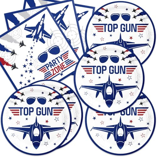 40Pcs Air Force Party Decorations Navy Blue Birthday Plates and Napkins Sets for Kid's Airplane Party Favors Supplies Air Force Decorations for Boys Baby Shower Birthday Decor