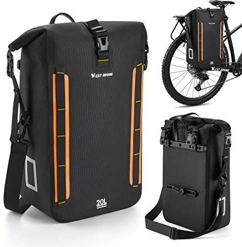 ICOCOPRO Fahrradtasche für Gepäckträger, 100% Wasserdicht Gepäckträgertasche, 20L Fahrradtaschen Gepäckträger mit Tragegriff Reflektierend, Fahrrad Tasche Hinten für E-Bikes MTB Rennrad (Yellow)