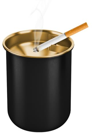 Stainless Steel Ashtray, Windproof Cigarette Ash Tray with Lid | Smokeless Odor Proof Metal Ash Holder, Modern Pocket Size Car Ashtrays for Outside, Outdoor, Home, Garden, Patio, Office