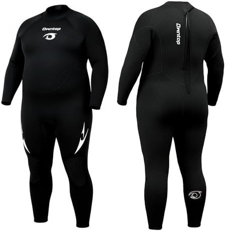 Owntop Combinaison de plongée thermique en néoprène de 3/2 mm avec fermeture éclair dans le dos pour homme et femme, pour plongée en eau froide et surf