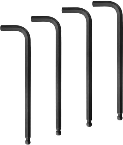 Winfox 4Pcs 2.5mm Ball End Hex Key Wrench, Extra Long Allen Key, CR-V Steel with Black Oxide Finish, L-Shape Professional Repair Tool for Furniture, Bikes & Equipment