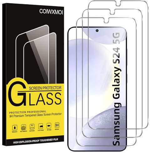 Coiwxmoi 3 Pièces Verre Trempé pour Samsung Galaxy S24 5G 6,2,Ultra Résistant Film Protection écran, Dureté 9H Glass, Sans Bulles D'air,Anti-Rayures HD Transparent Vitre Protection pour Samsung s24