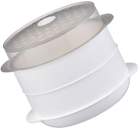FRCOLOR Doppelwandiger Mikrowellen Dampfgarer aus Pp für Küche und Mikrowellenherd Leichter Runder Dampfgarer mit Hoher Effizienz zum Dämpfen von Fisch und Gedämpften Brötchen