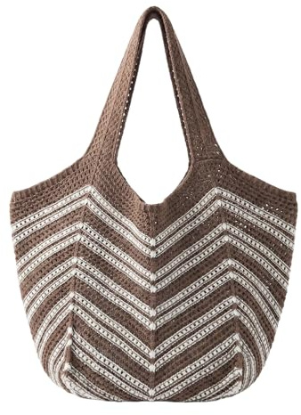 viiotu Beach Bags for Women Large Beach Tote Bag Summer Crochet Straw Woven Boho Holiday Shoulder Handbag