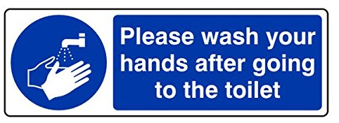 300mmx100mm Please Wash Your hands After Going to the Toilet Catering Sign Sticker Self Adhesive