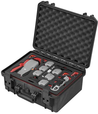 TomCase Drohnenkoffer „Travel Edition” für DJI Air 3S Fly More Combo, Standard oder DJI RC 2 Controller, Akkus Laden im Koffer, wasserdicht Outdoor Case - Made in Germany (Schwarz/Rot-Schwarz)
