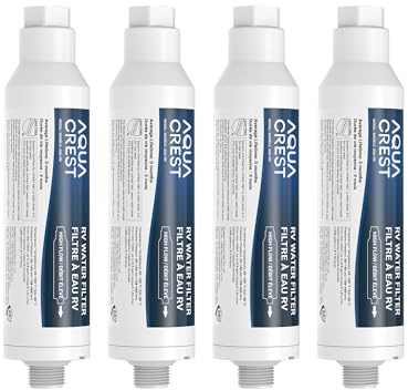 AQUA CREST RV-Wasserfilter, RV-Inline-Wasserfilter mit NSF-zertifiziert, reduziert Chlor, schlechten Geschmack und Geruch, ideal für Garten und Wohnmobil (Filter 4er-Pack)