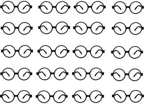 COSORO 20 Pcs Black Plastic Wizard Glasses Kids Round Glasses Frame No Lenses Eyeglasses Posing Props Costume,for Kids Favor Halloween,Harry Potter Costume Party Supplies Party Bag Fillers